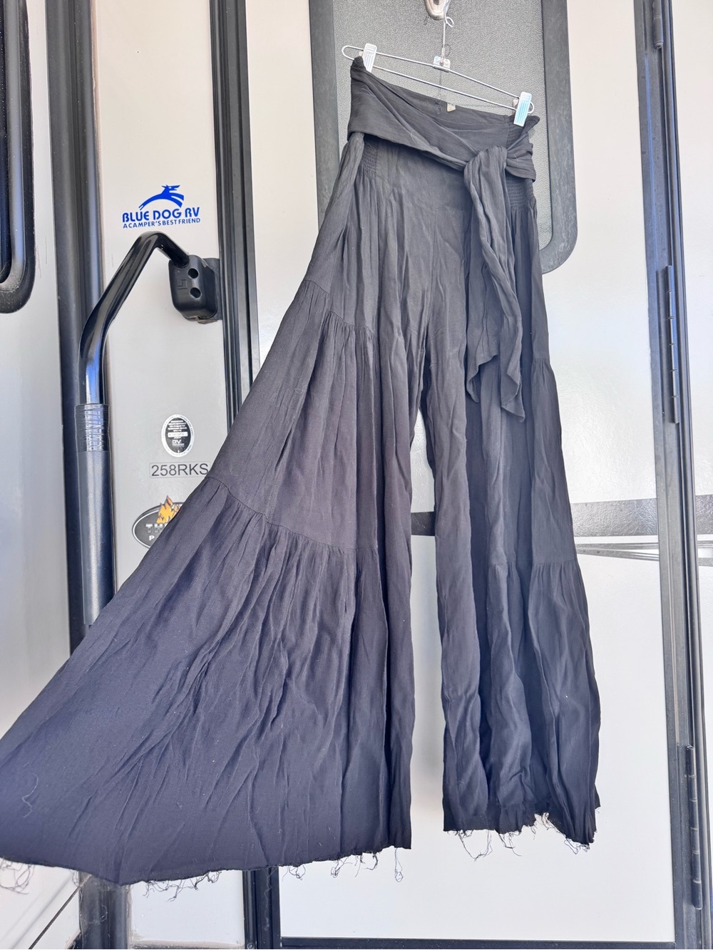 Free People Black Wide Leg Tiered Wrap Pants